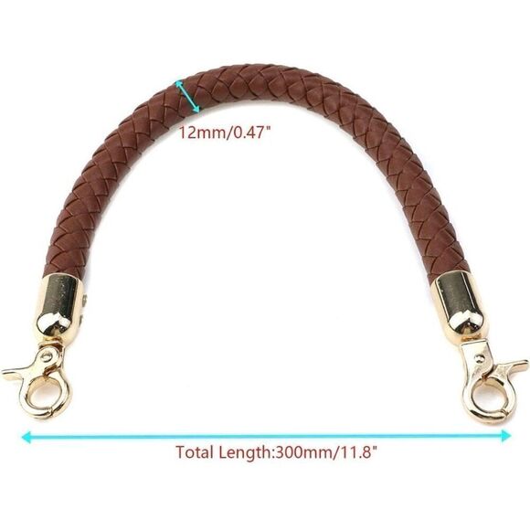 NWT 2Pcs PU Leather Shoulder Strap,Braided Leather Replacement Purse Straps Brow - Picture 7 of 9